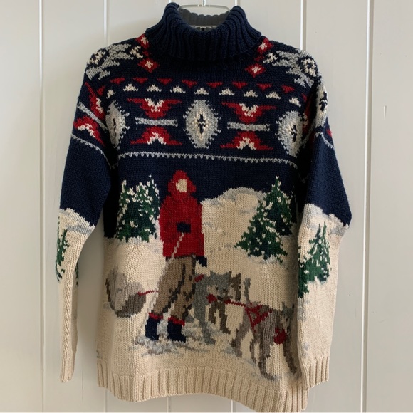 Ralph Lauren Sweaters - Vintage Ralph Lauren Chunky Hand Knit Turtleneck Sweater Size Small